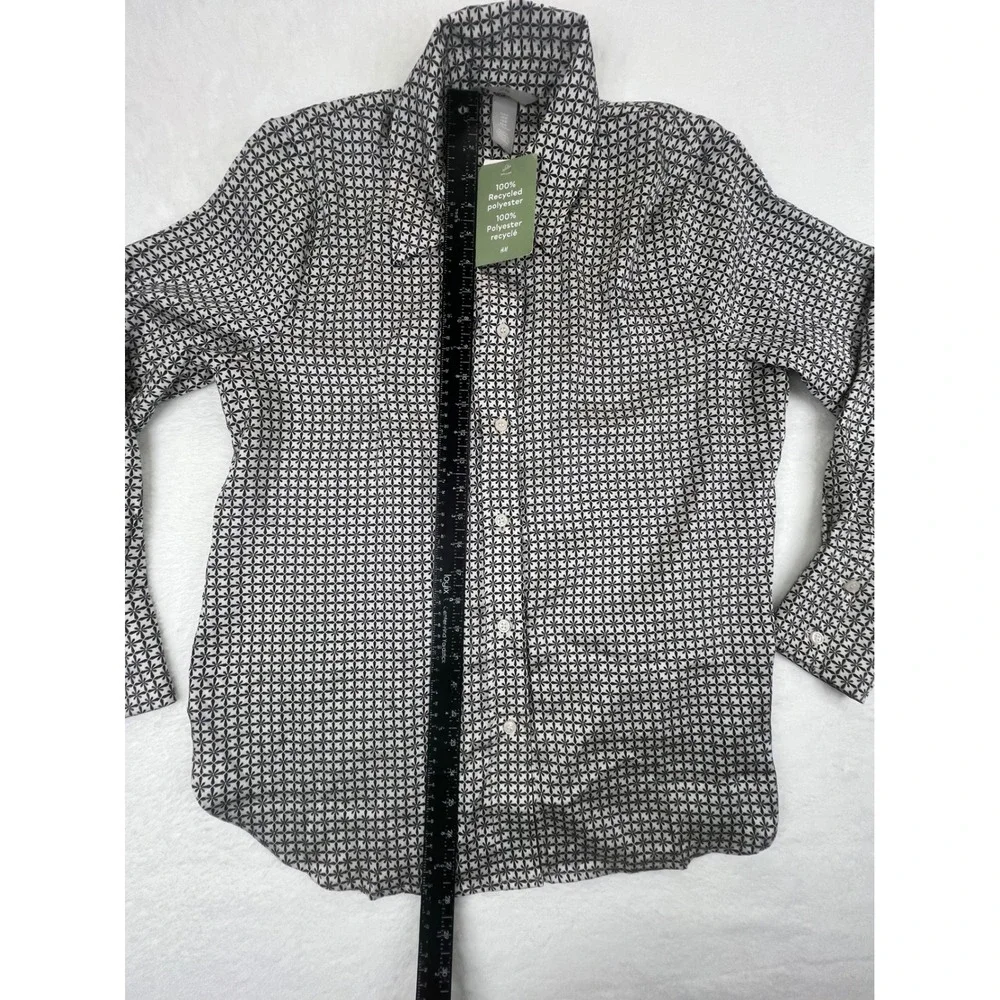 H&M Men's Geometric Print Button Down Shirt Long Sleeve‎ Polyester Size Medium